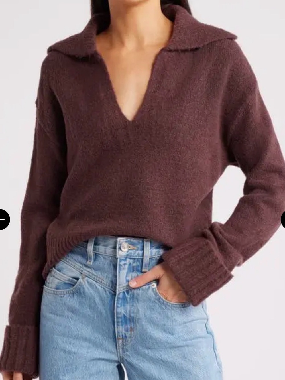 Treasure & Bond Oversized Johnny Polo Sweater in Chocolate Burgundy
